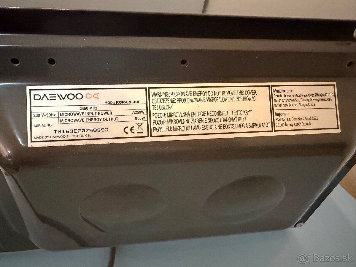 Daewoo KOR-6S3BK – mikrovlnka - 3