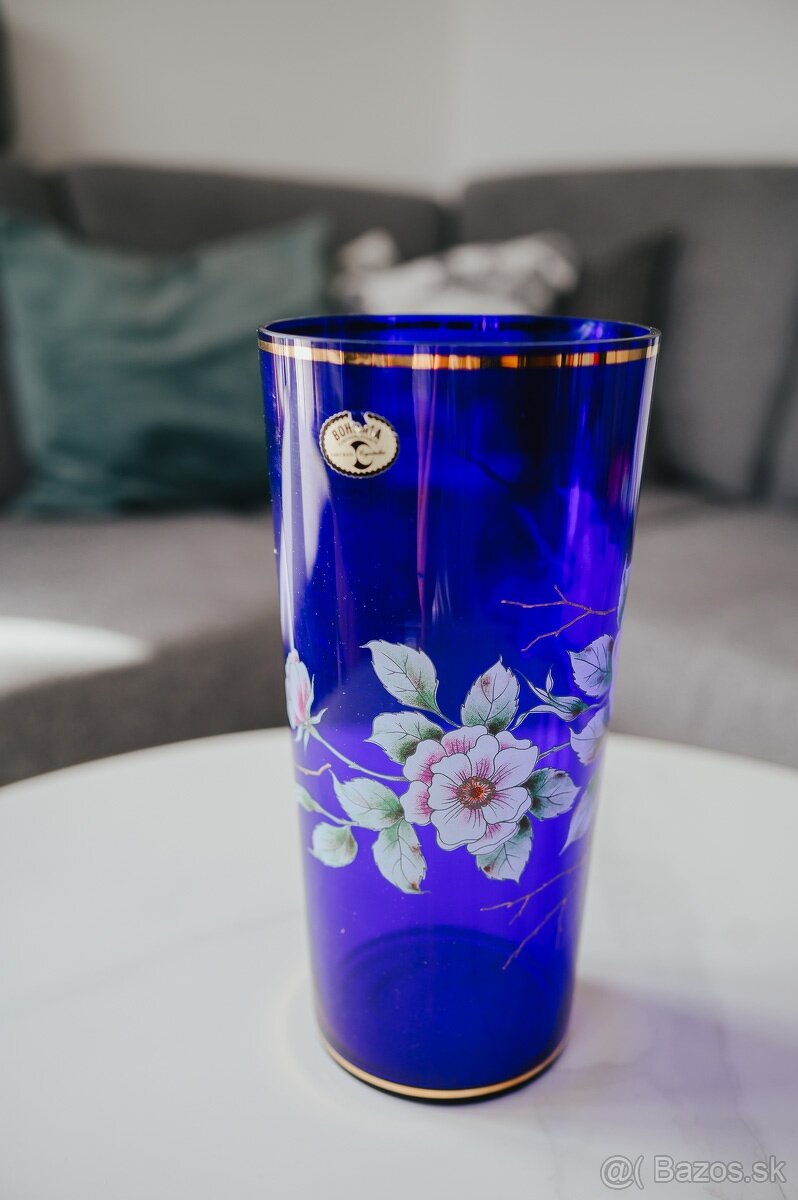 Modrá váza Bohemian crystal - 3