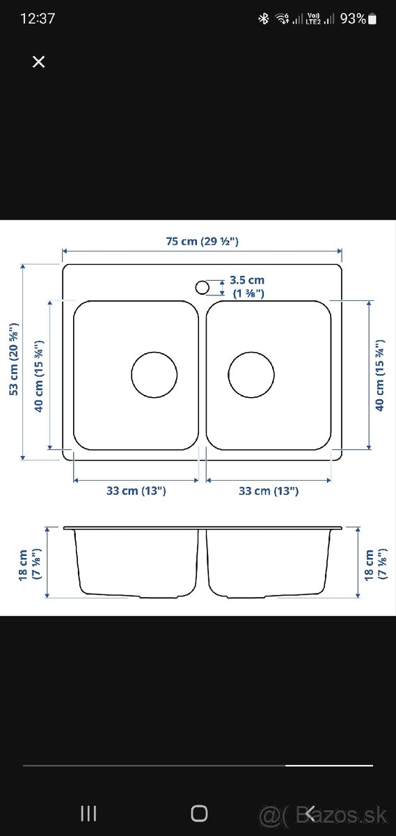 Ikea Langudden dvojitý drez - 3
