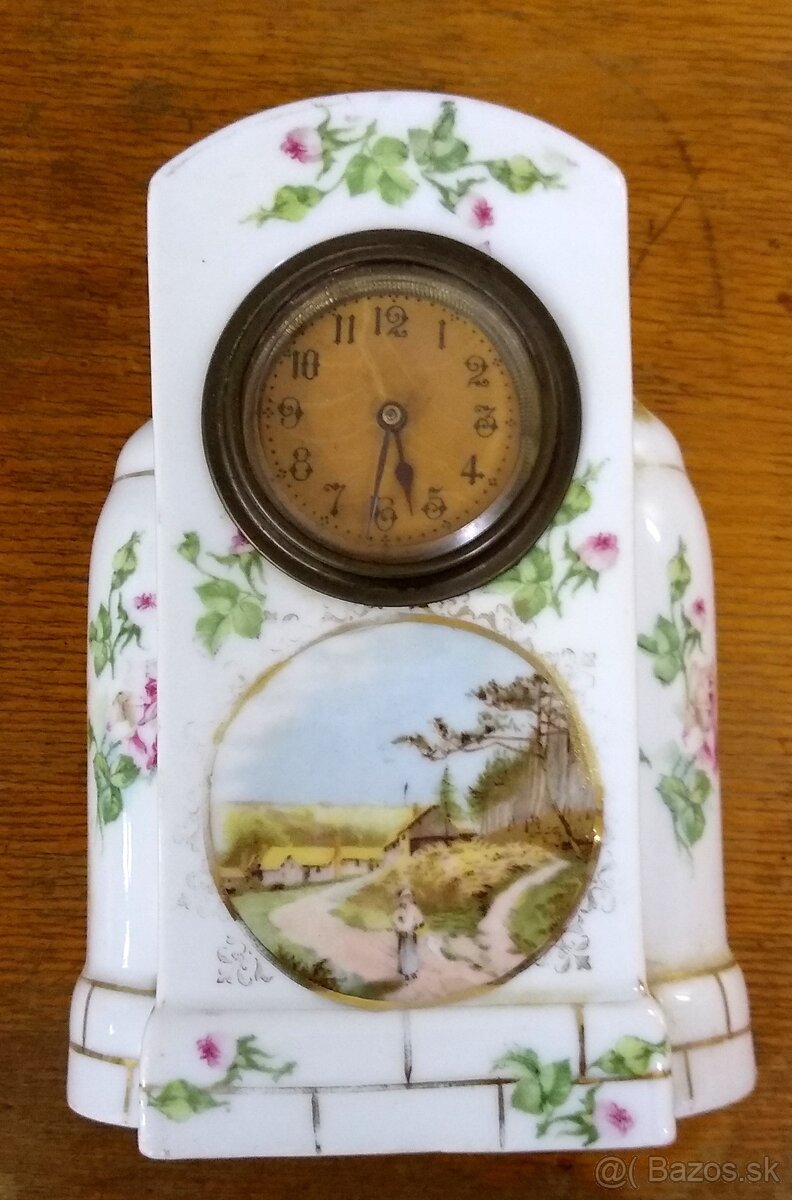 Funkčné starožitné porcelánové stolové hodiny - 3