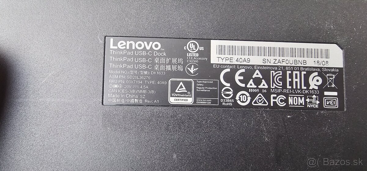 Dokovacia stanica Lenovo 40A9 + Originálny adaptér Lenovo - 3