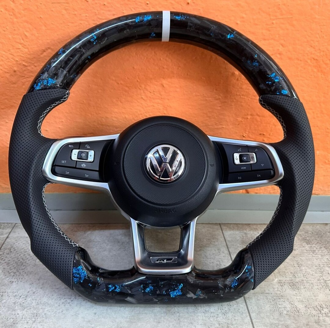 VOLANT VOLKSWAGEN R RLINE GTD GTI - KOZA / Modry KARBÓN - 3