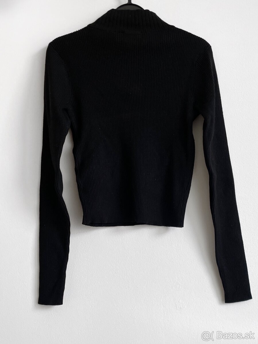 H&M Čierny crop rolák so zipsom XS 34 - 3