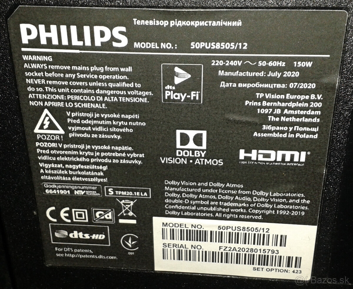 Predám smart TV LCD Philips 50PUS8505/12 (50"). - 3