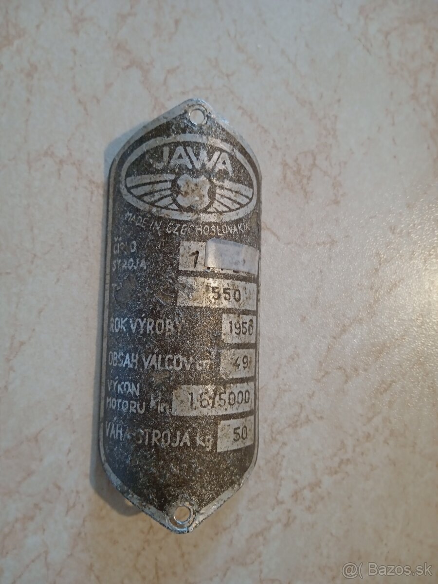 Predám prvý typ štítku Jawa 550 - 3