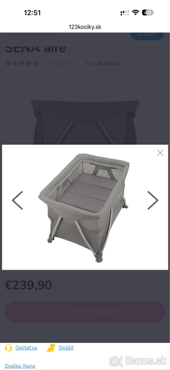 Cestovná postieľka nuna sena aire - 3