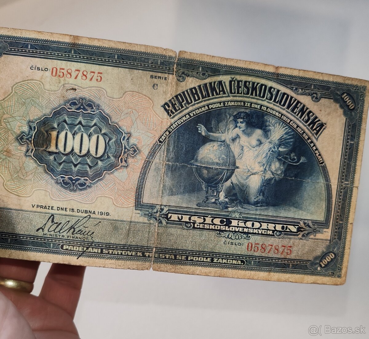 1000 kč, 1919, C, Československo - 3