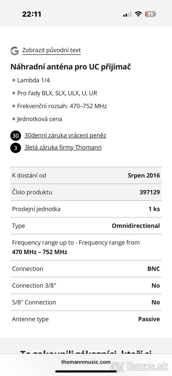 Predám antény Shure UA400B - 3