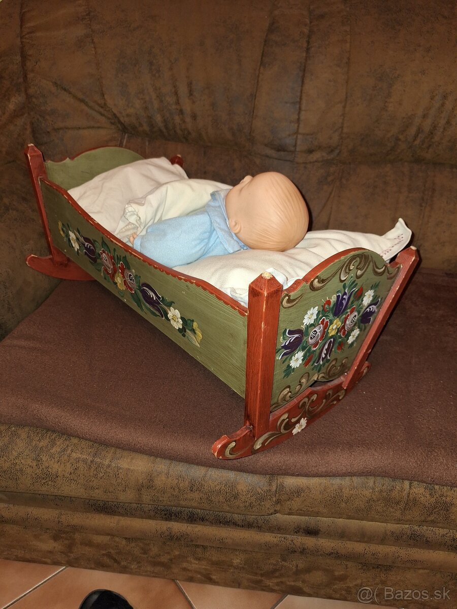 Stará maľovaná drevenná koliska - 3