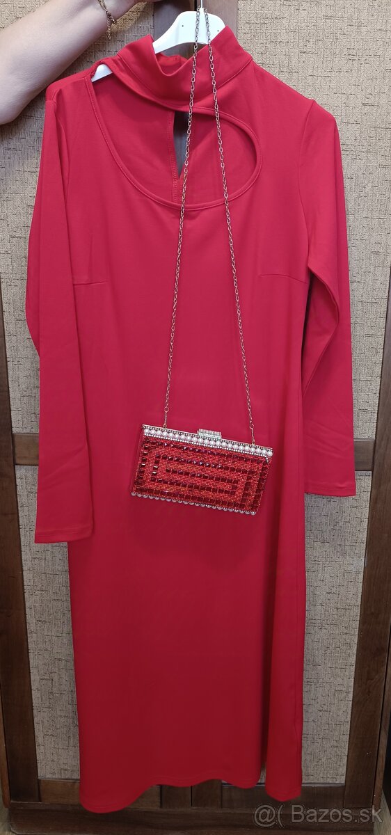 Nové červené dlhé šaty - 3