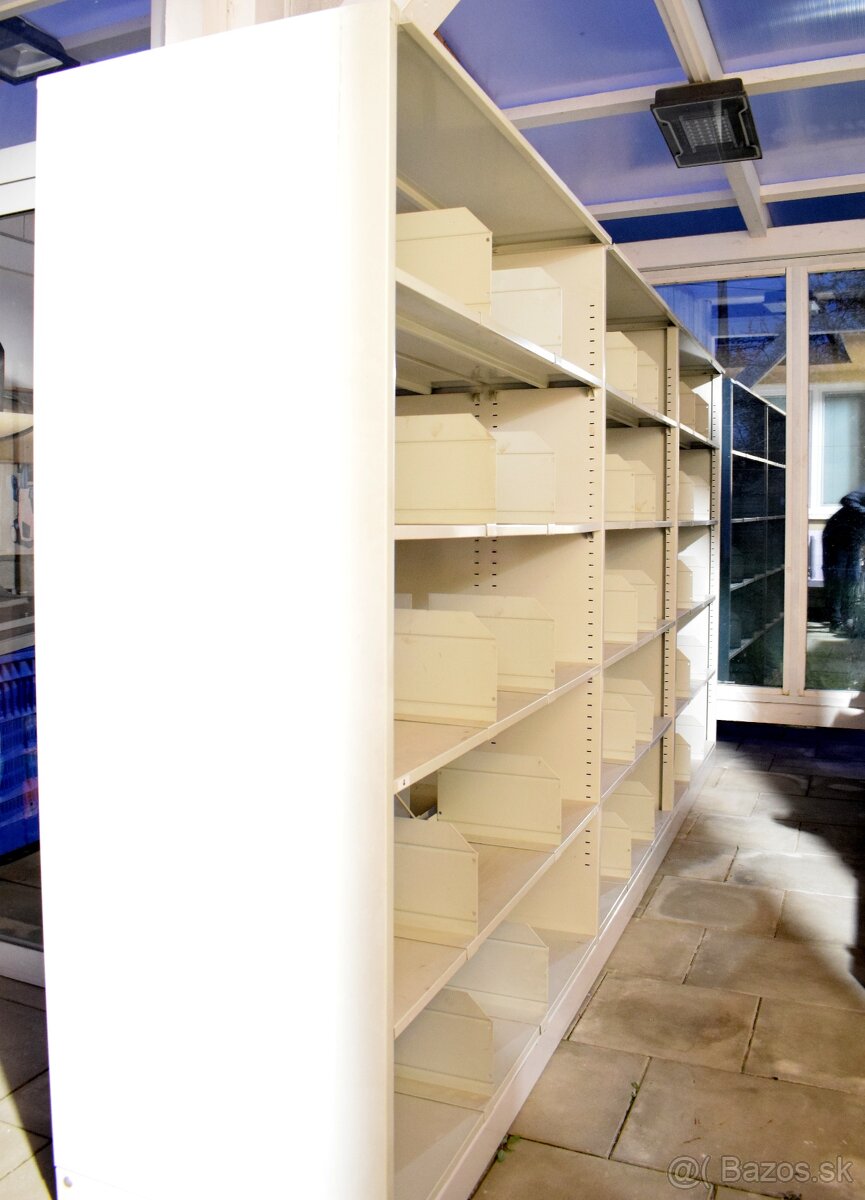 velky obojstranny plechovy regalovy system 380x193x63cm - 3