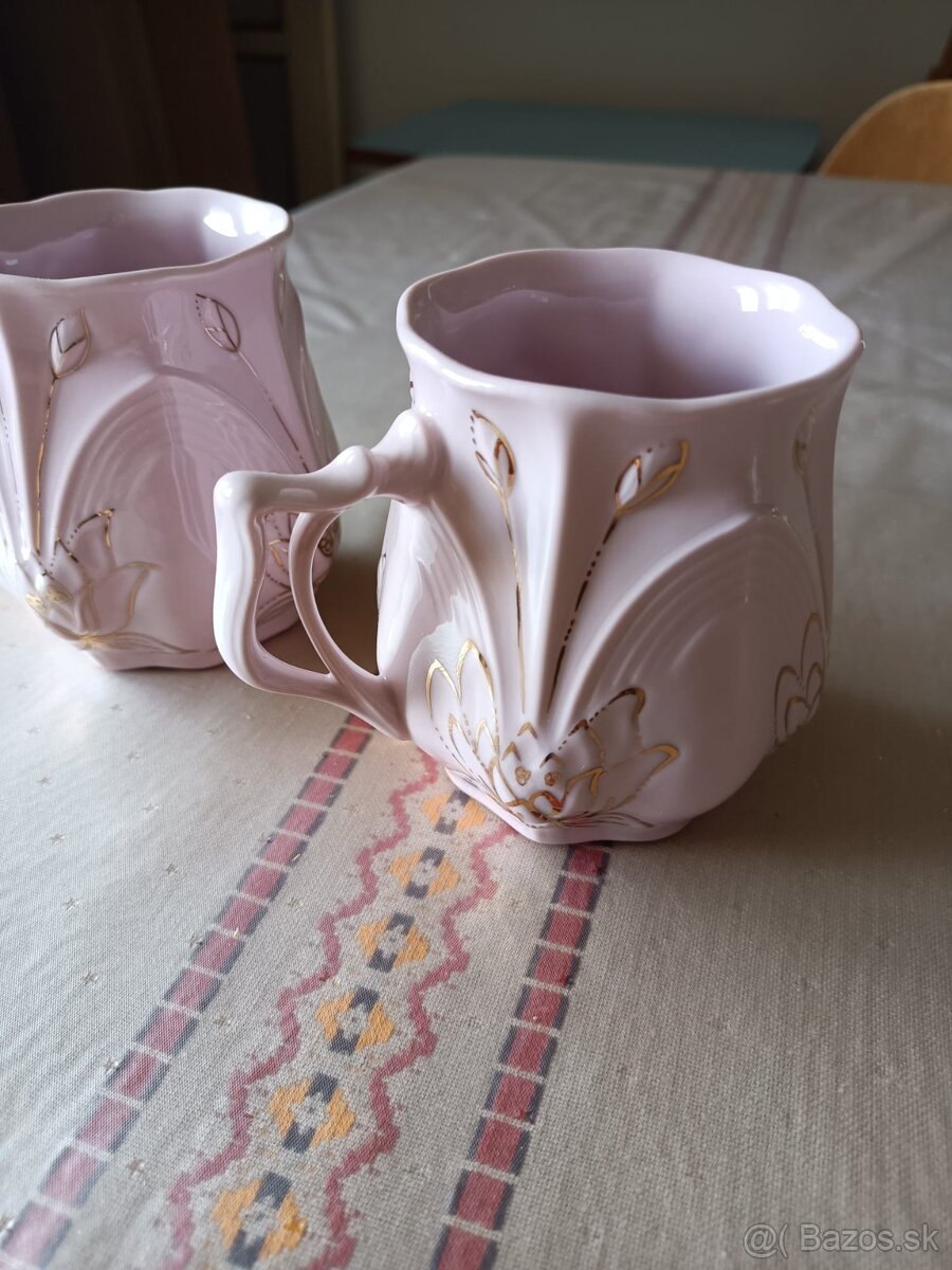 Hrnčeky ružový porcelán Chodov - 3