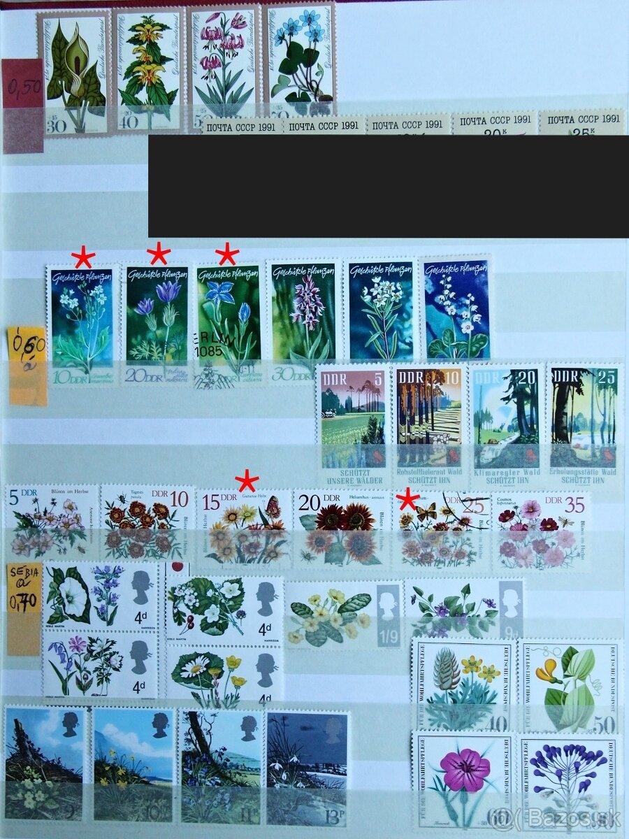 Známky - flóra bez pečiatky - 3