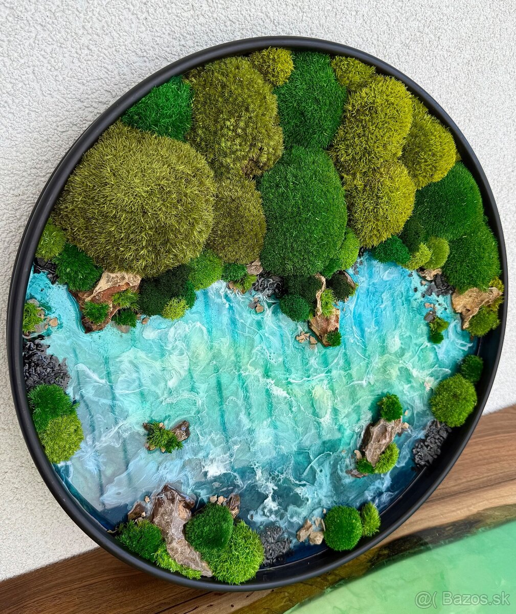 Machový obraz s epoxidom 48cm priemer - 3