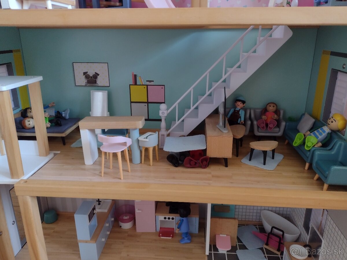 Detský drevený domček so zariadením - 3