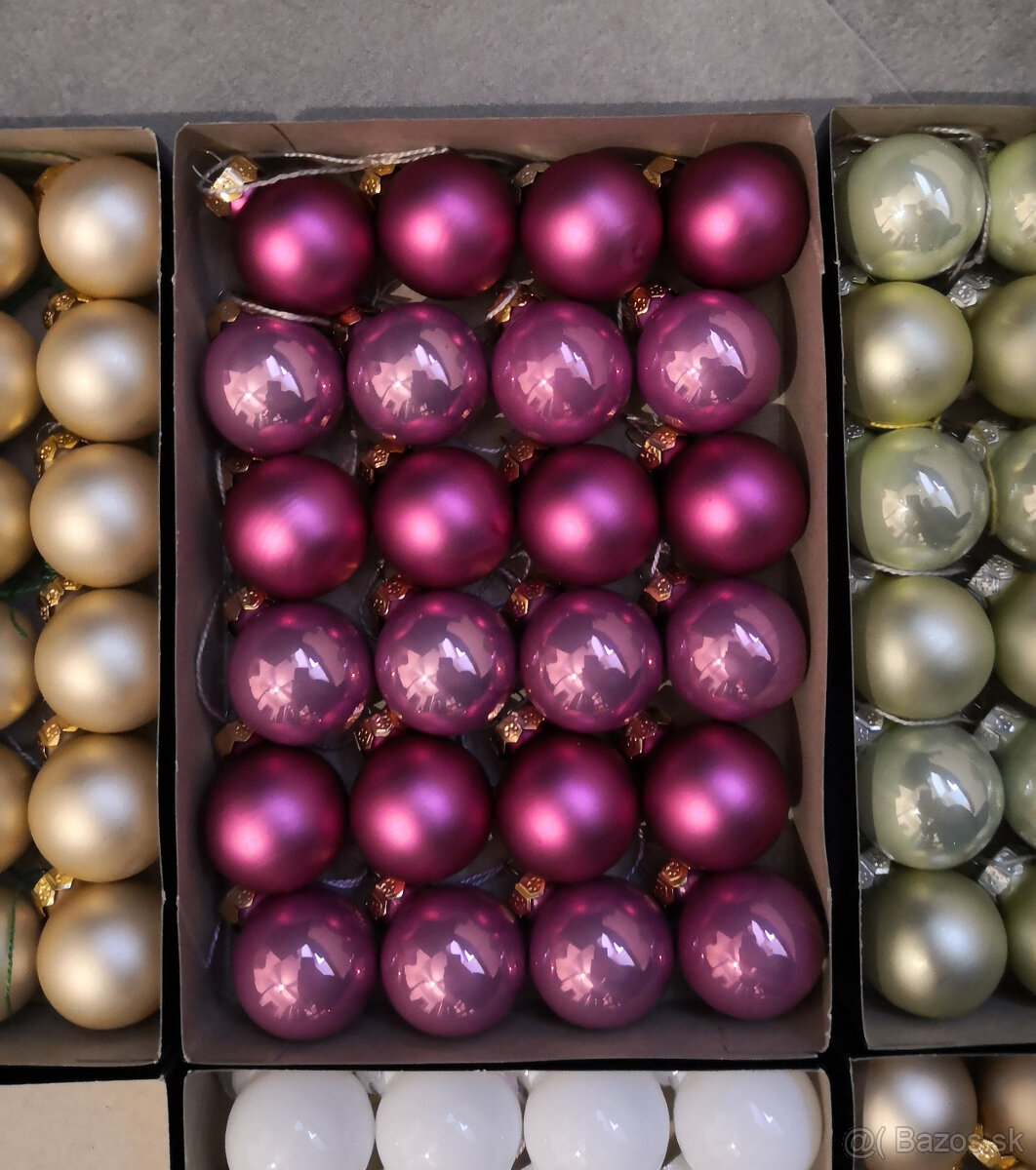 Vianočné ozdoby sklenene perleťové gule - 3
