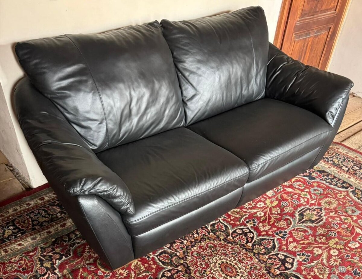 Černá kožená sedačka,5843 - 3