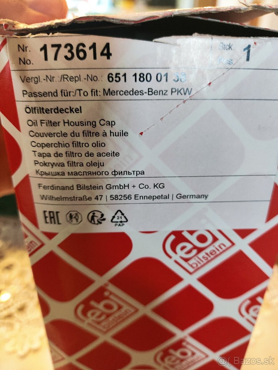 Kryt puzdra olejoveho filtra Mercedes Benz PKW - 3