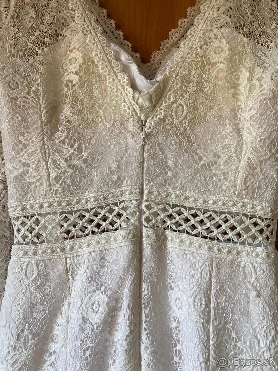 Ivory šaty z francúzskej čipky - 3