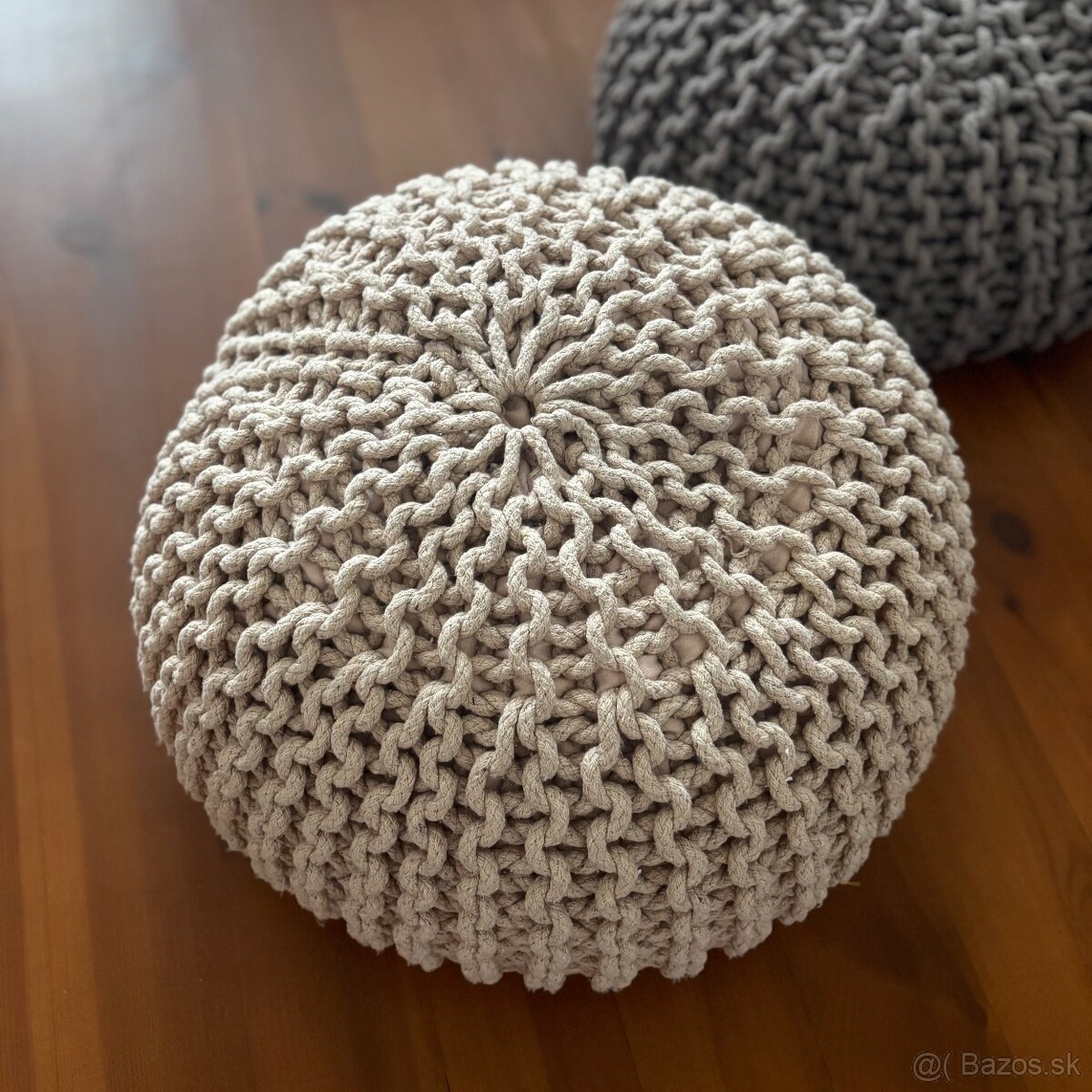 Taburetka pletená hackovana puf - 3