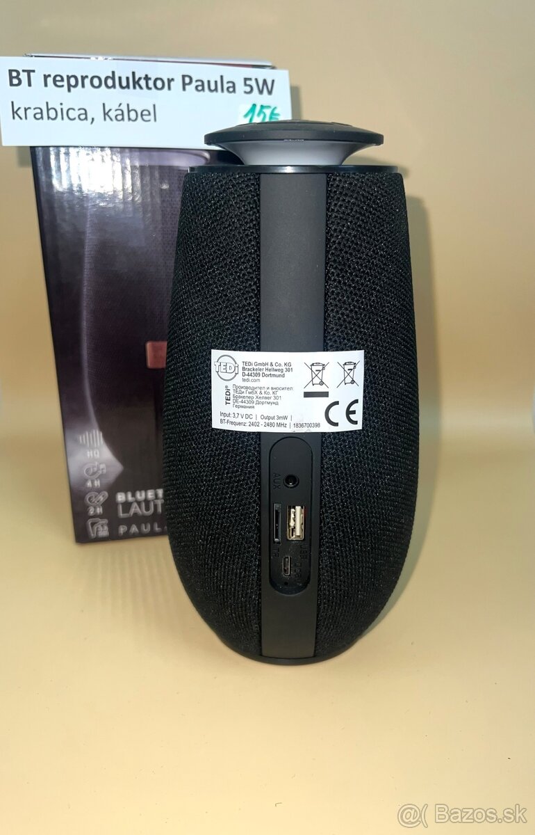 Predám kompaktný Bluetooth reproduktor Paula 5W - 3