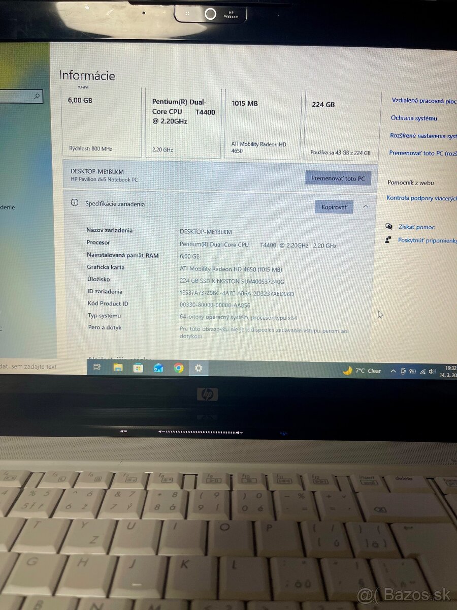 HP Pavilion dv6 – SSD, 6 GB RAM, Windows 10 Pro – veľmi pekn - 3