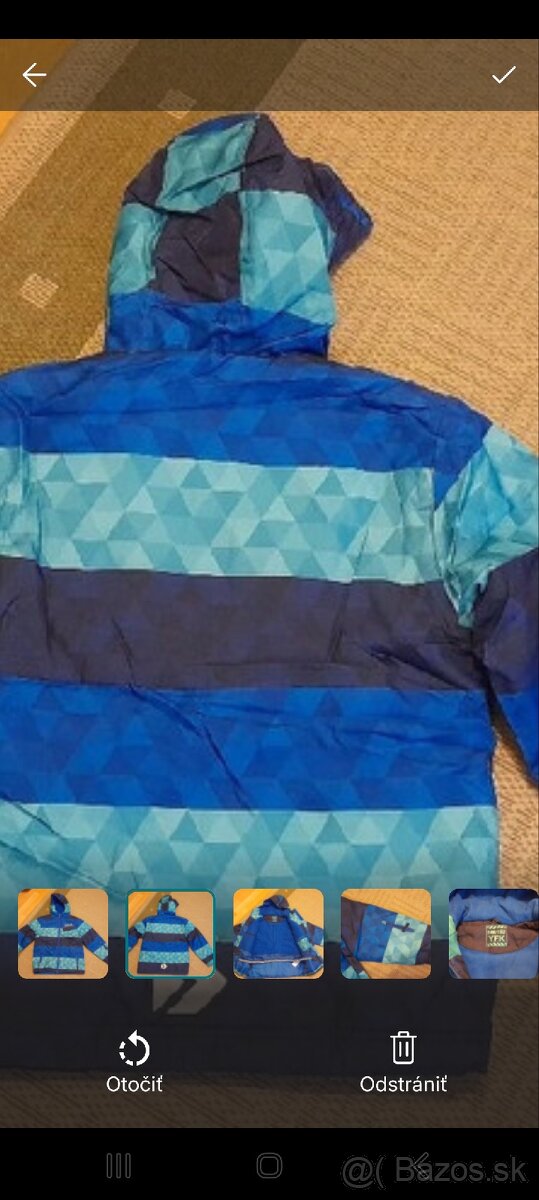 Detská zimná bunda 146–152, kapucňa, modro–tyrkysová - 3