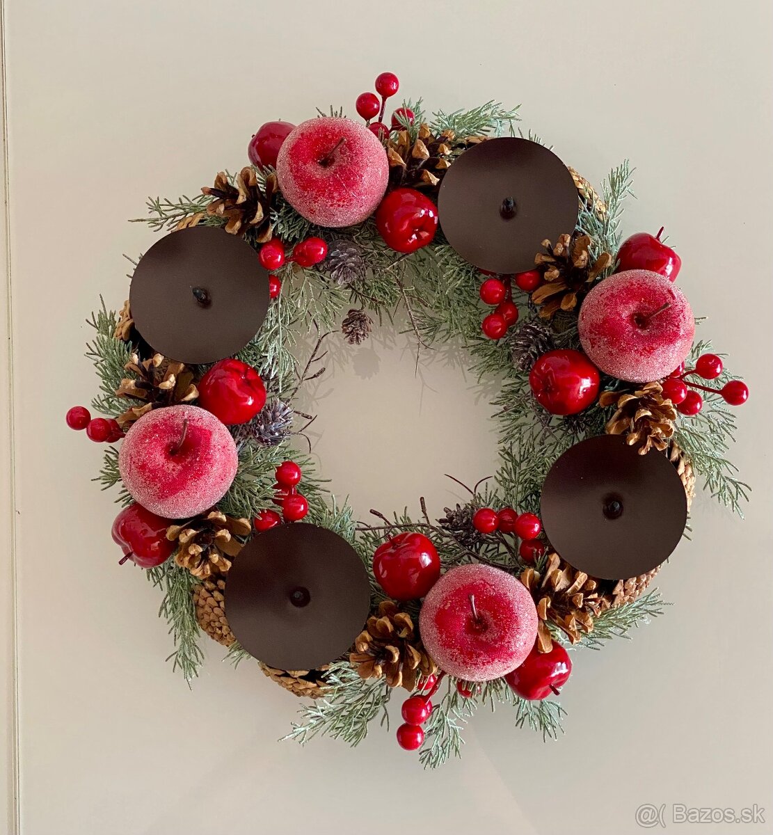 Adventný veniec 37cm na stôl pre 4 sviečky, Vianoce - 3