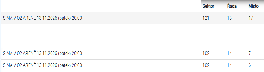 VSTUPENKY SIMA O2 ARENA PRAHA 13.11.2026 - 3