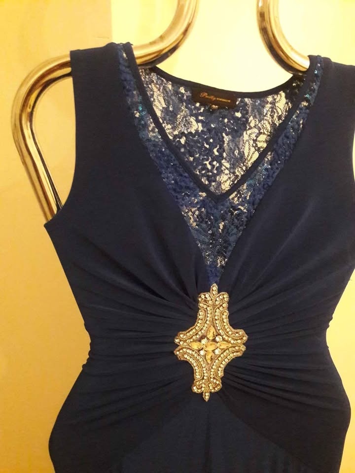 Dlhé modré spoločenské šaty s vlečkou veľ. 36 - 3