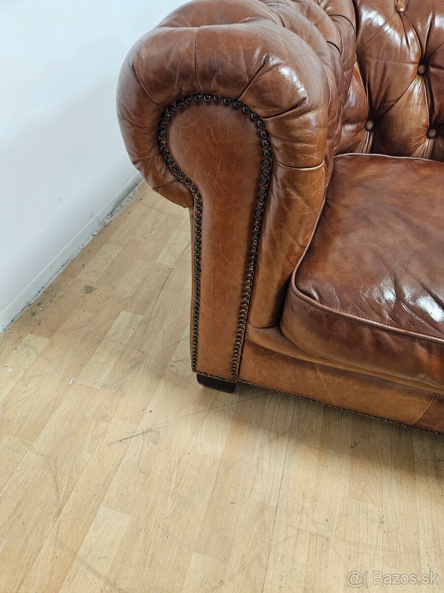 CHESTERFIELD ŠTÝL,KOŽENÁ 3+3+2xUŠÁK,ZNÍŽENÁ CENA - 3