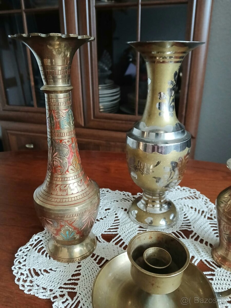 Mosadzné vázičky a svietnik - 3