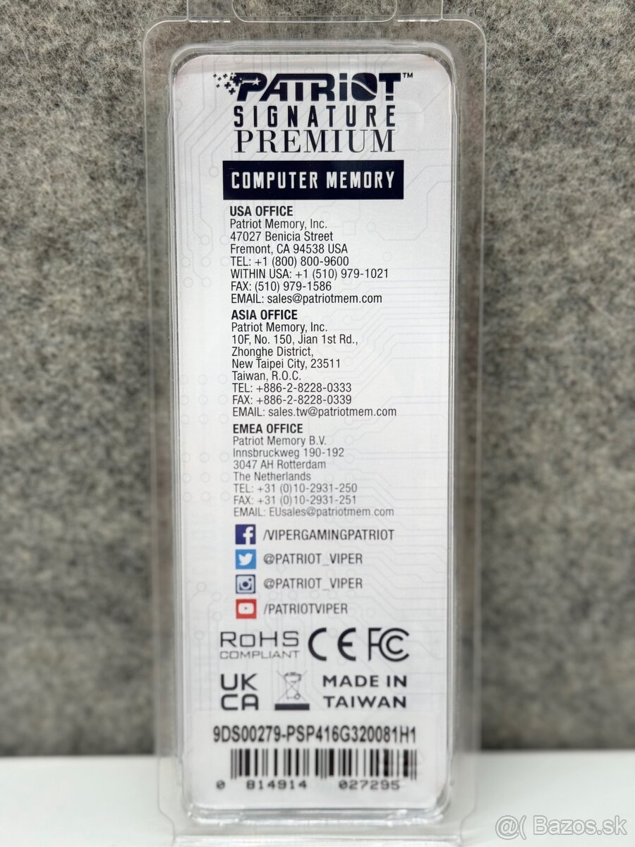 RAM 16GB DDR4 3200Mhz Patriot - 3