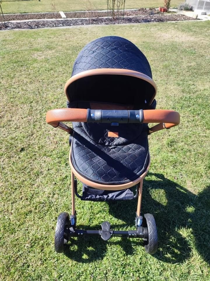 Nový kombinovaný kočárek 3v1 (černo-zlatý) - 3