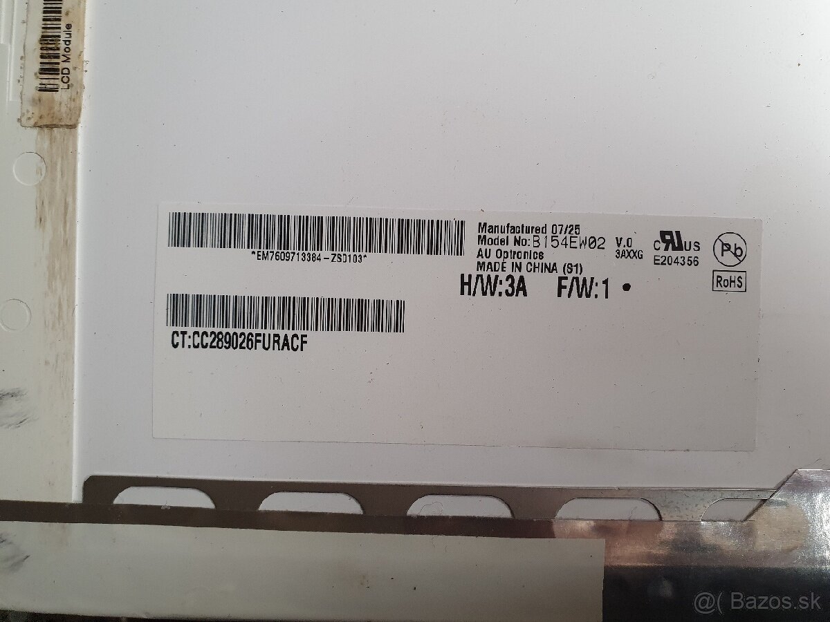 Displej, display, HP Computer, B154EW02 V.0-MAT - 3