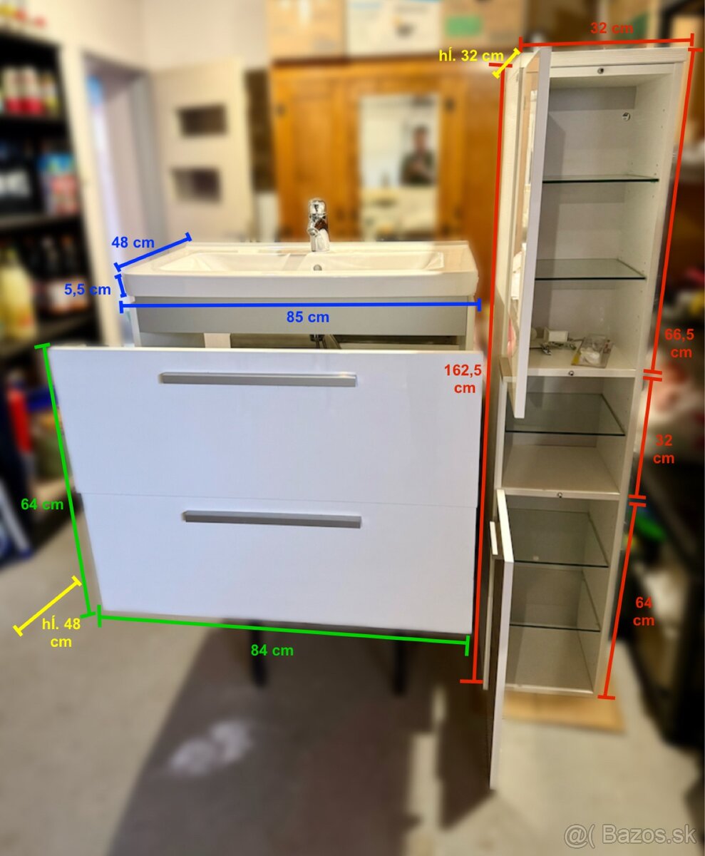 Predám 2 kúpeľňové skrinky s umývadlom JIKA Cubito - 3