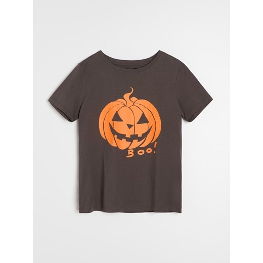 Tričko dámske sivé s potlačou helloween tekvice M - 3