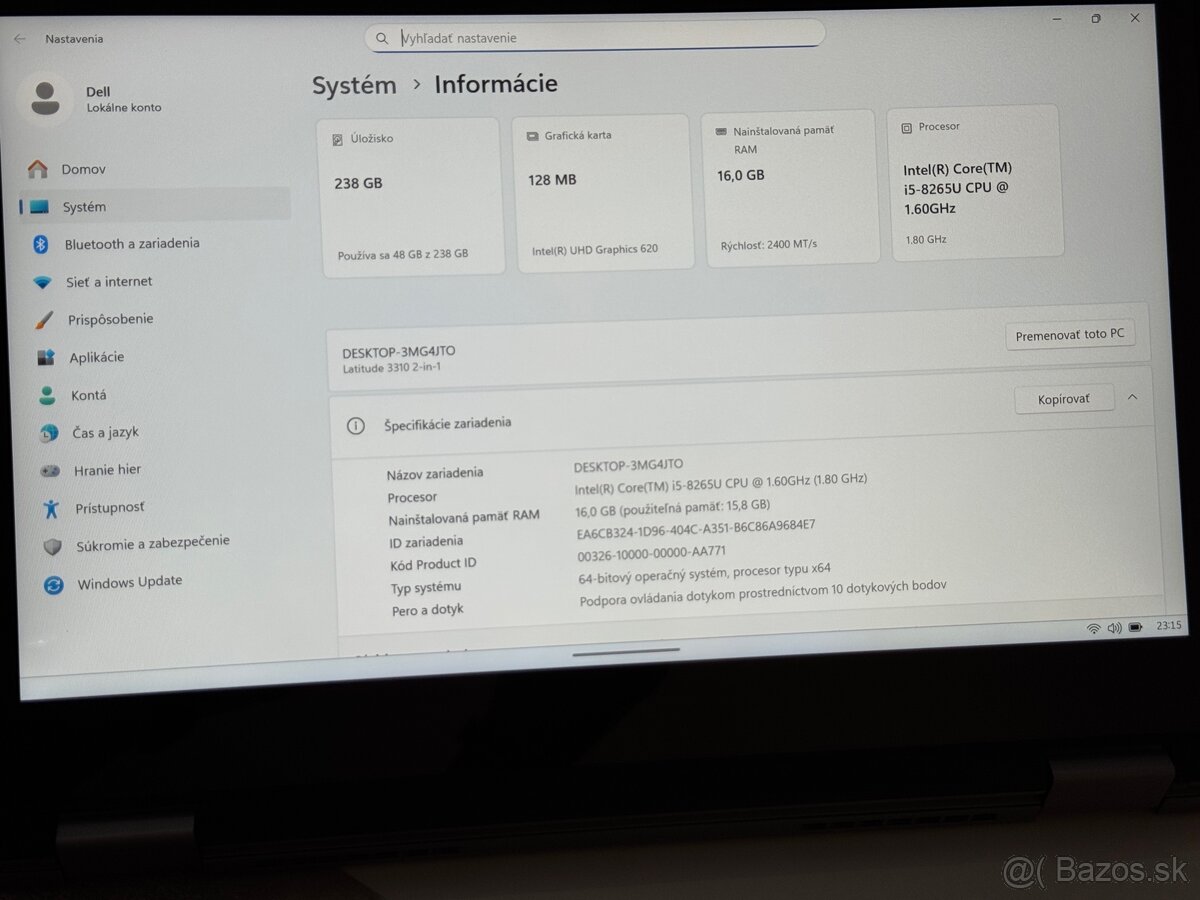 Dotykový Dell Latitude 3310 2v1 | i5 | 16GB | SSD - 3