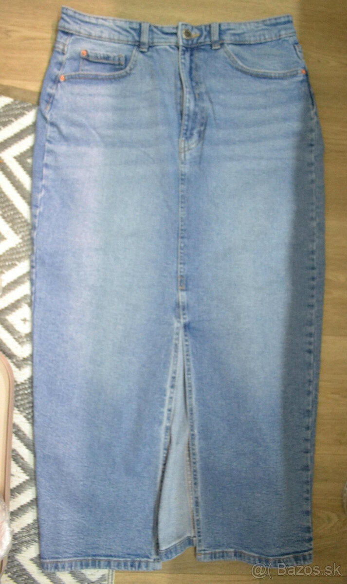 Elastická dlhá riflová sukňa cca v.M - 3