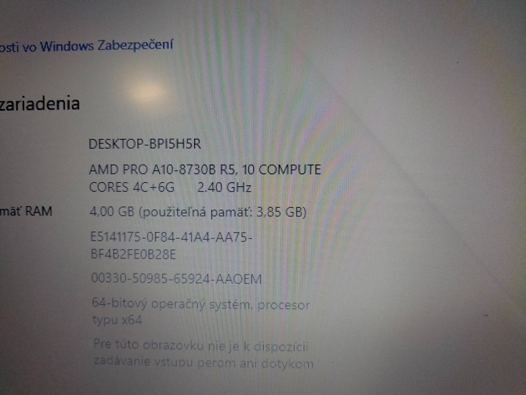 predám notebook HP ELITEBOOK 725 G4 ,WINDOWS 10,bez baterky - 3
