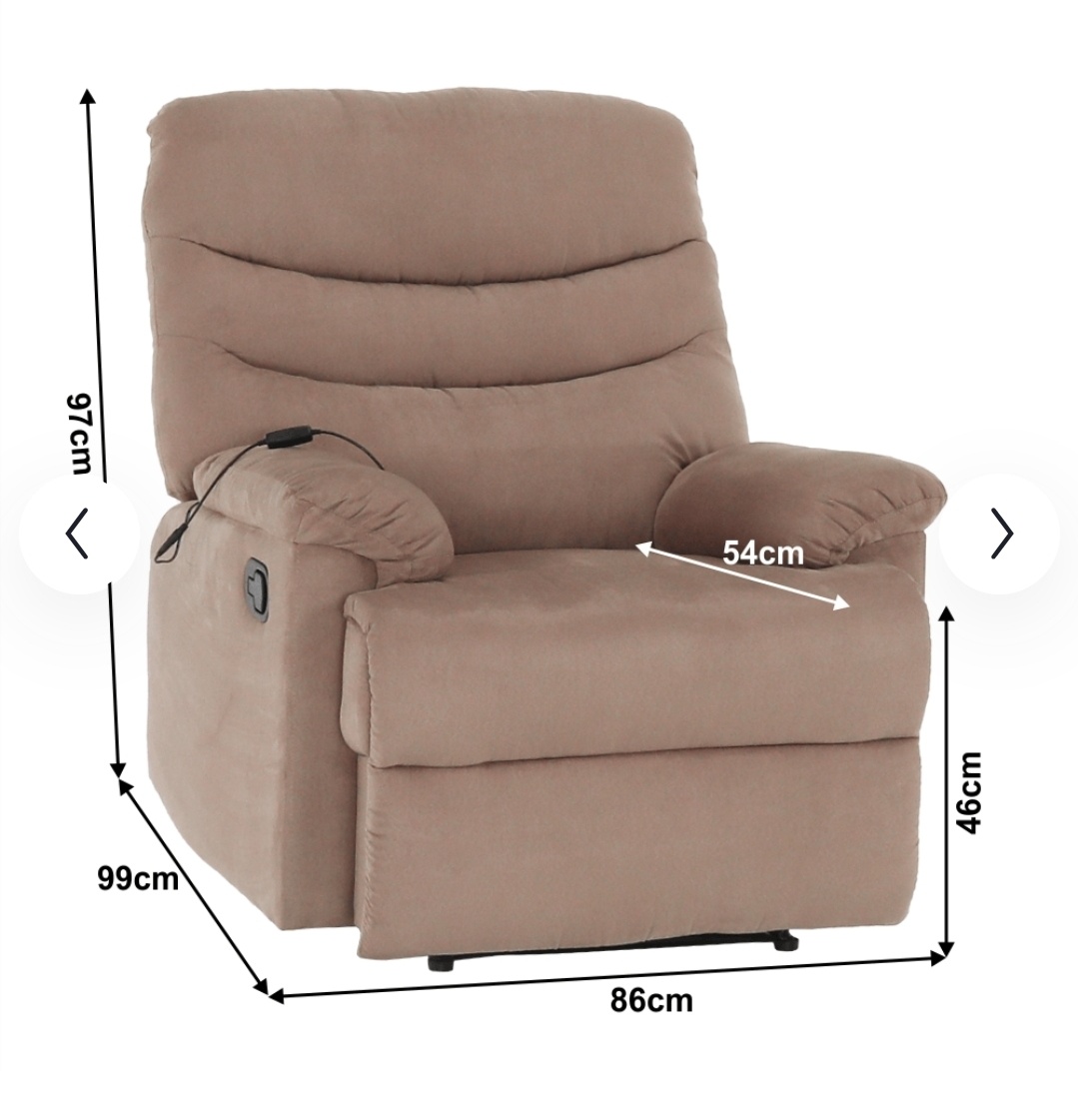 Masážne polohovacie kreslo, sivobéžová Taupe látka, LAMBERT - 3