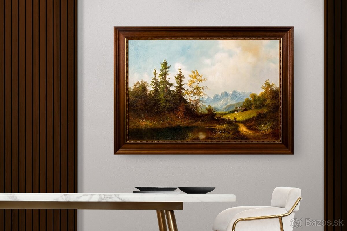 Romantická krajina, sig.Trelony, 1045 × 750 mm - 3