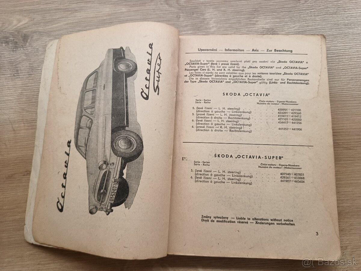 Seznam náhradních dílú Škoda Octavia 1960 - 3