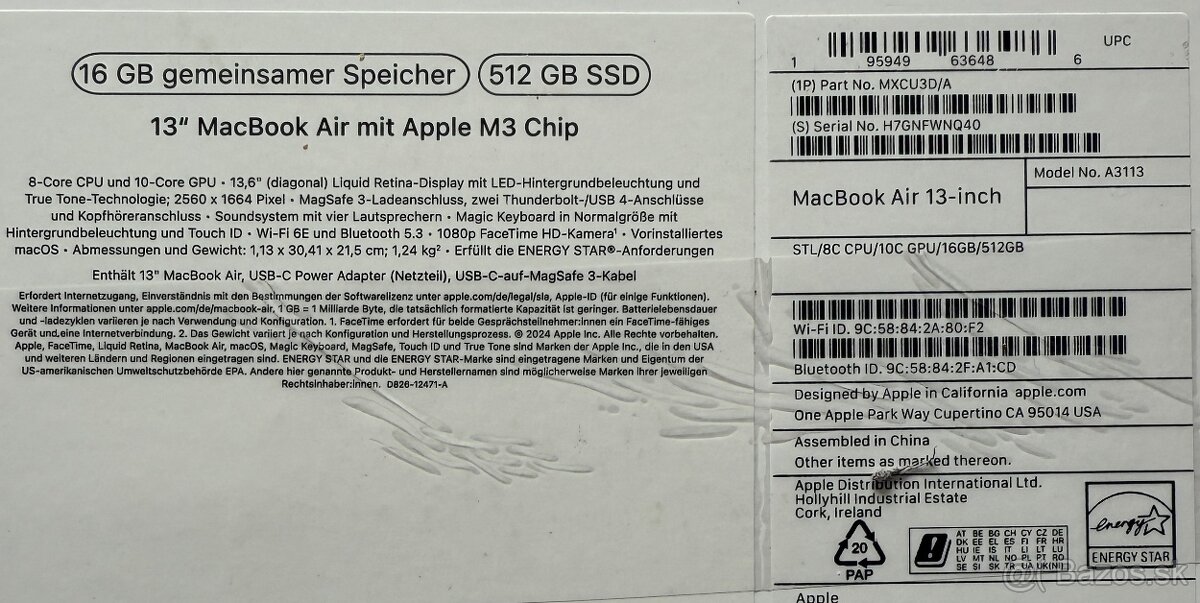 MacBook Air M3 - náhradné diely blokovaný na iCloud - 3