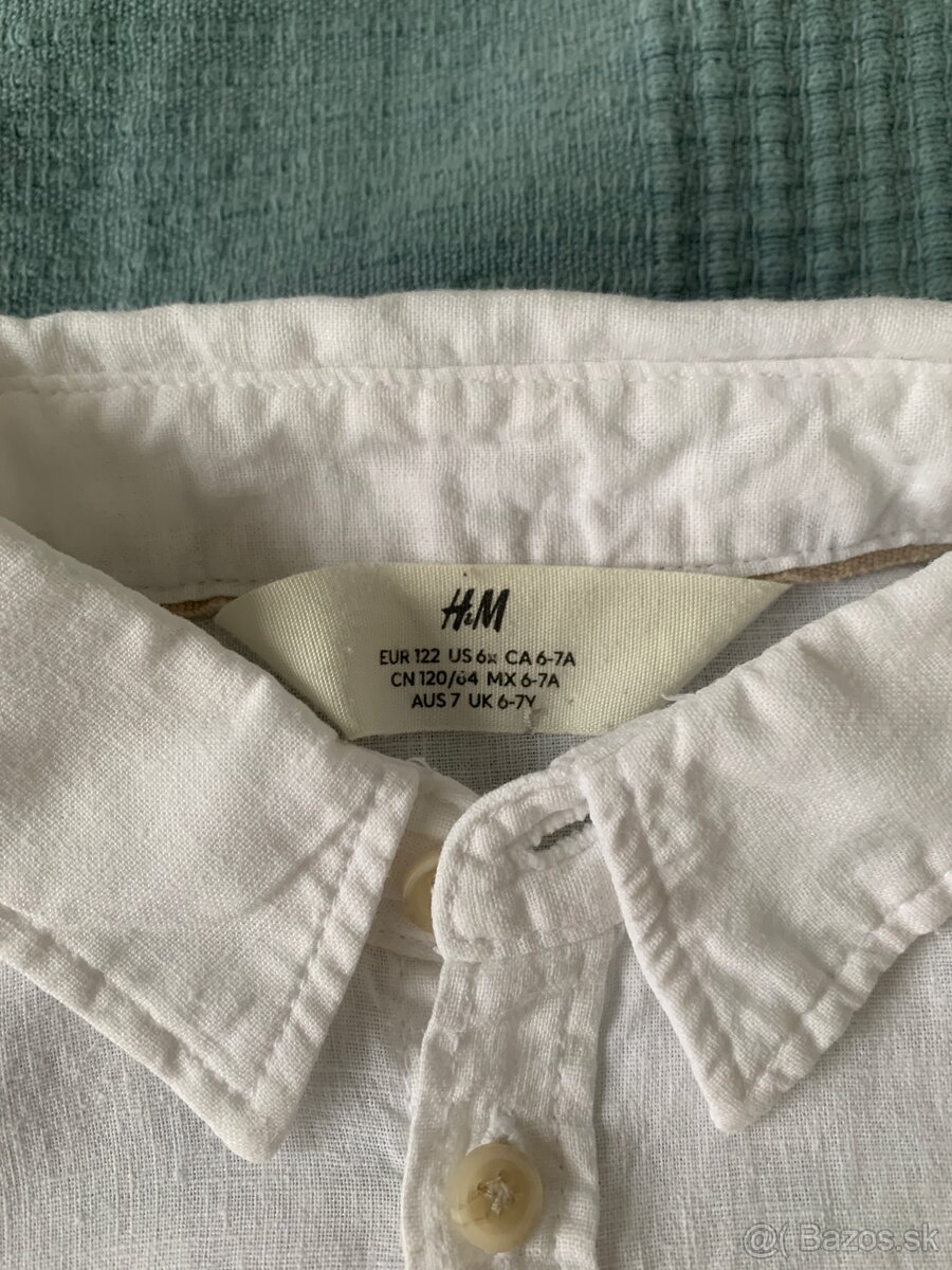 Biela lanová košeľa H&M, 122 - 3
