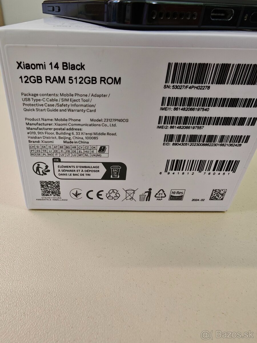 Xiaomi 14 Black 12GB RAM 512GB ROM model 23127PN0CG - 3