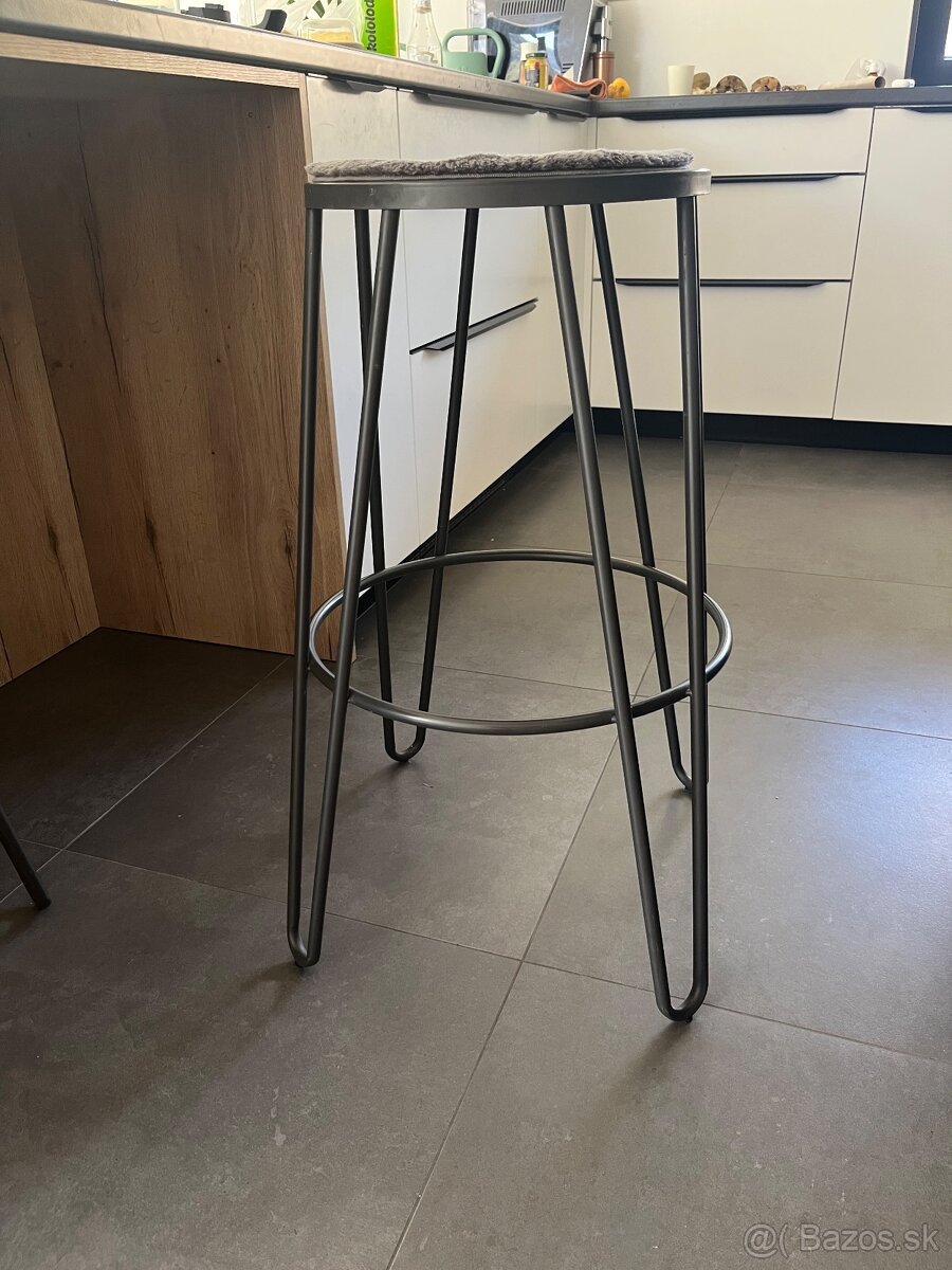 Tmavošedé celokovové barové stoličky Mallone - 3