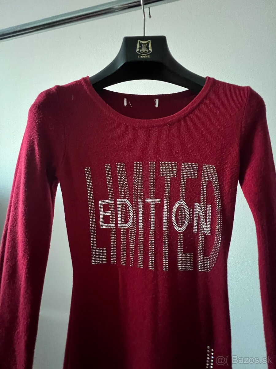 Pletené bordové minišaty - 3