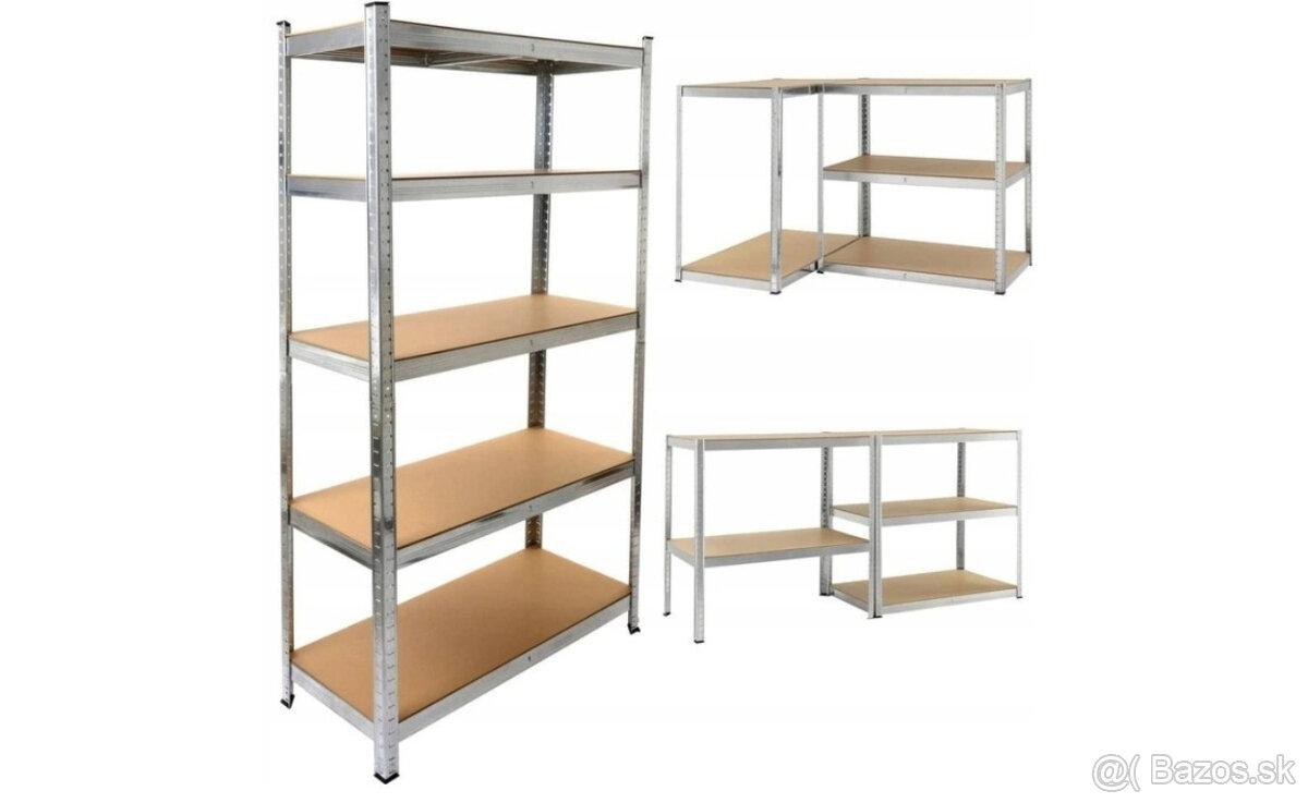 Pozinkované regále 180x90x40 cm, nosnosť 875kg, 5 políc - 3