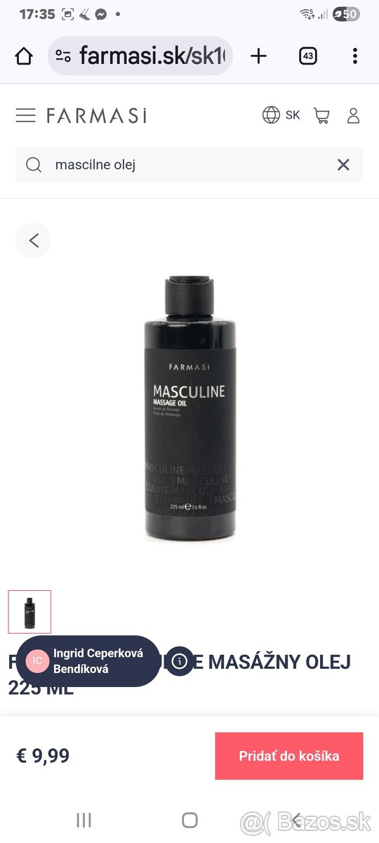 Pánsky set MASCULINE FARMASI 100ml parfum + masáž.olej - 3